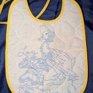 1977 Beatrix Potter Jemima Puddleduck Bib Stamped Cross Stitch